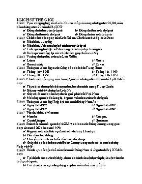 50 Câu hỏi trắc nghiệm môn Lịch sử lớp 12